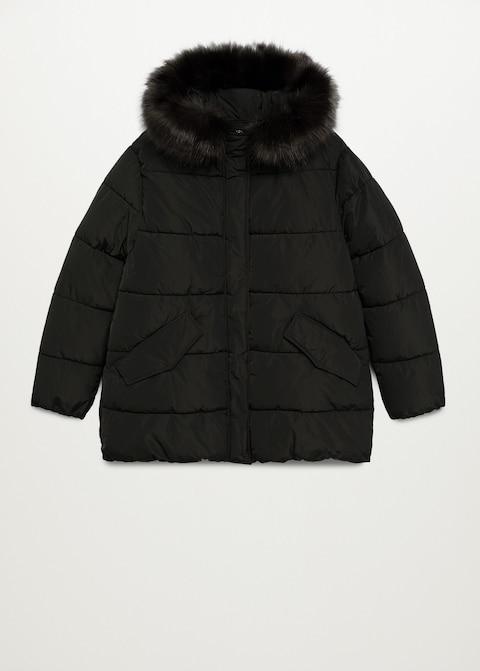 Detachable faux-fur quilted anorak