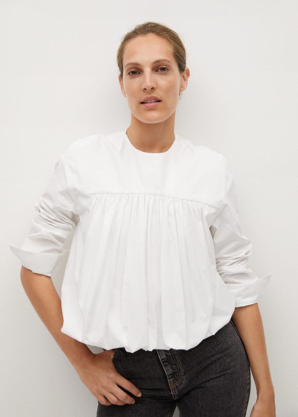 Ruffle cotton blouse