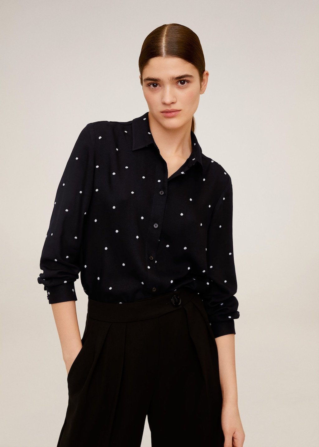 Polka-dot flowy shirt