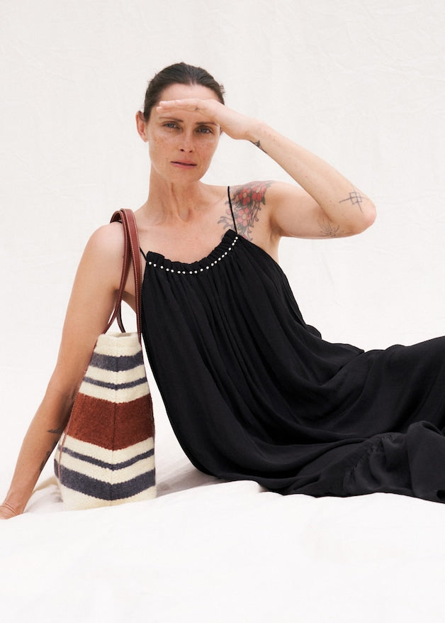 Metallic appliqué dress