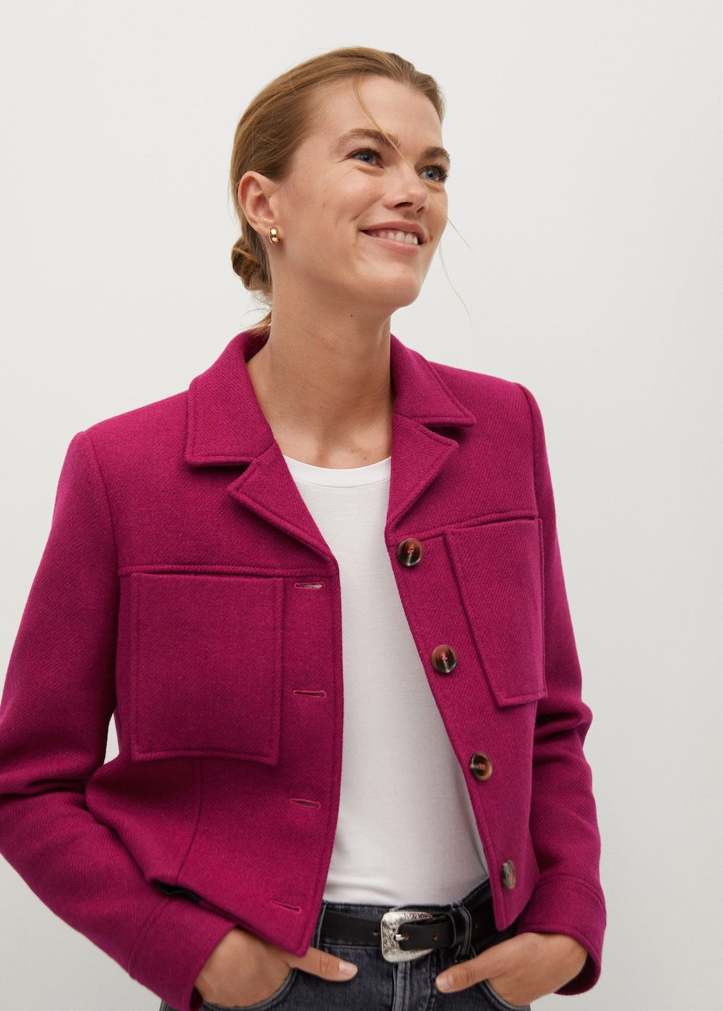 Pocketed wool-blend jacket