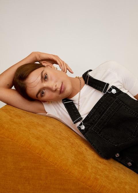 Black denim pinafore dress