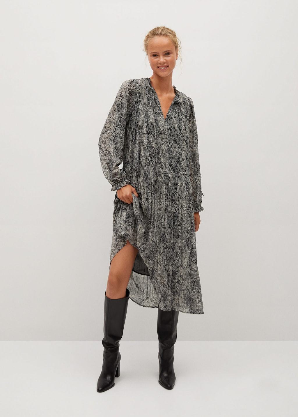 Recycled polyester animal print dress