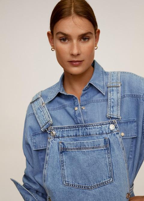 Pocket denim pinafore dress