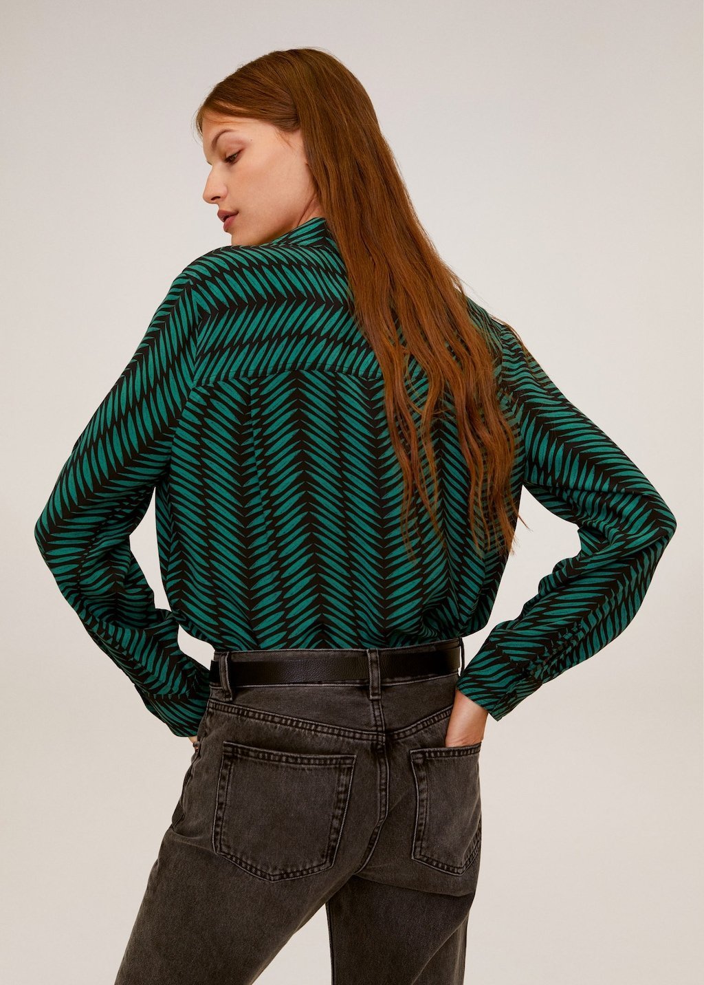 Chest-pocket flowy blouse