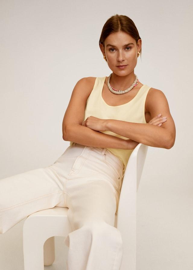 Strap cotton T-shirt