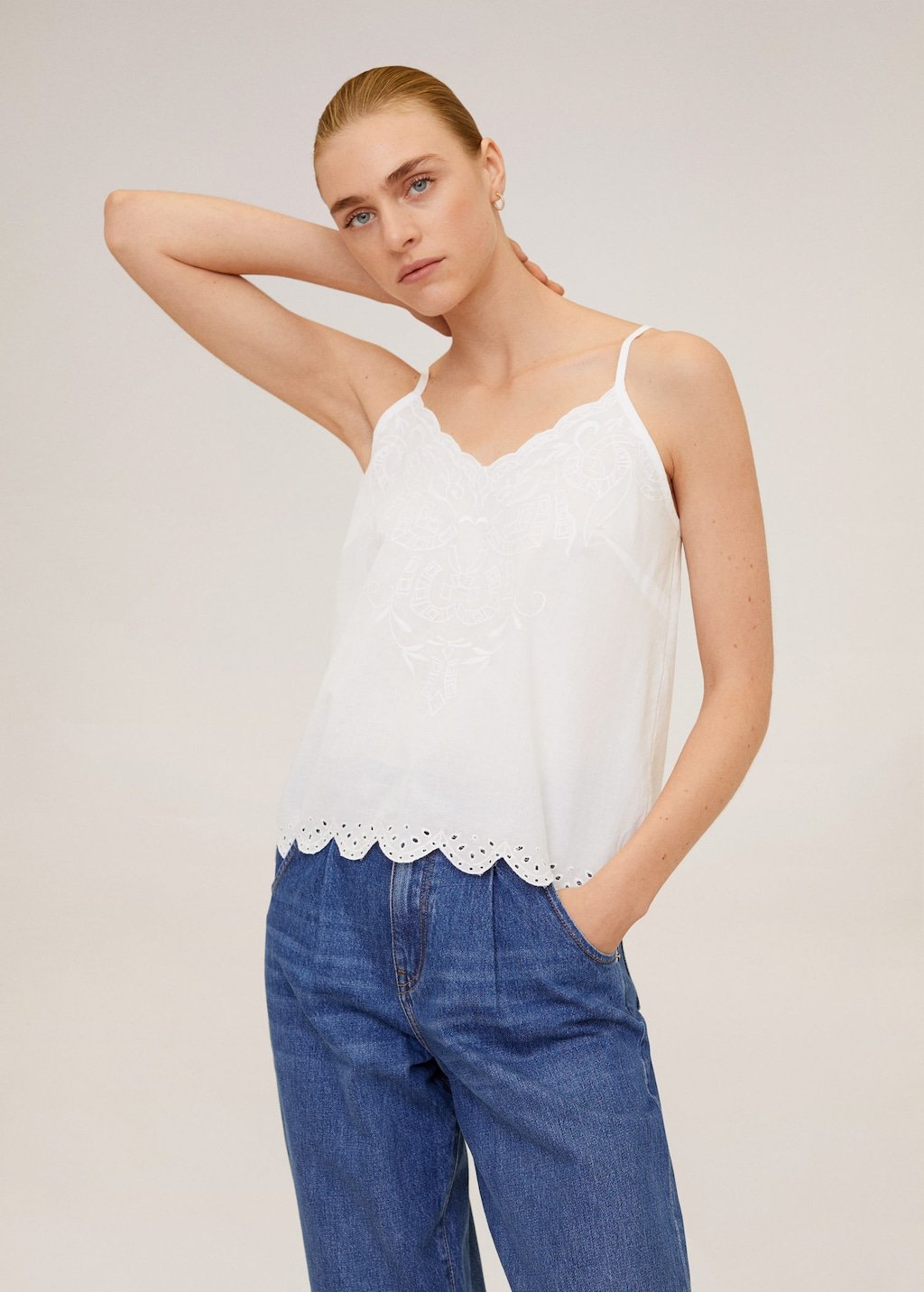 Embroidered cotton top