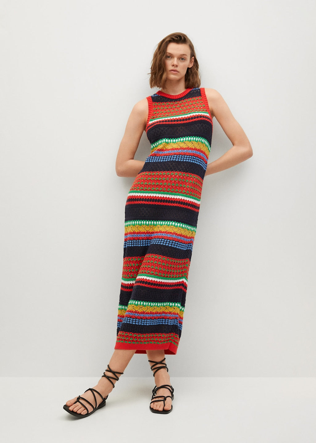 Knit cotton-blend dress