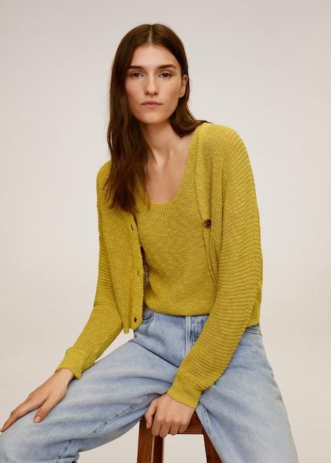 Linen cotton knit cardigan