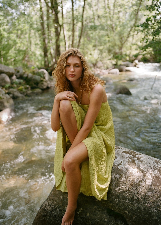 Textured cotton-blend dress