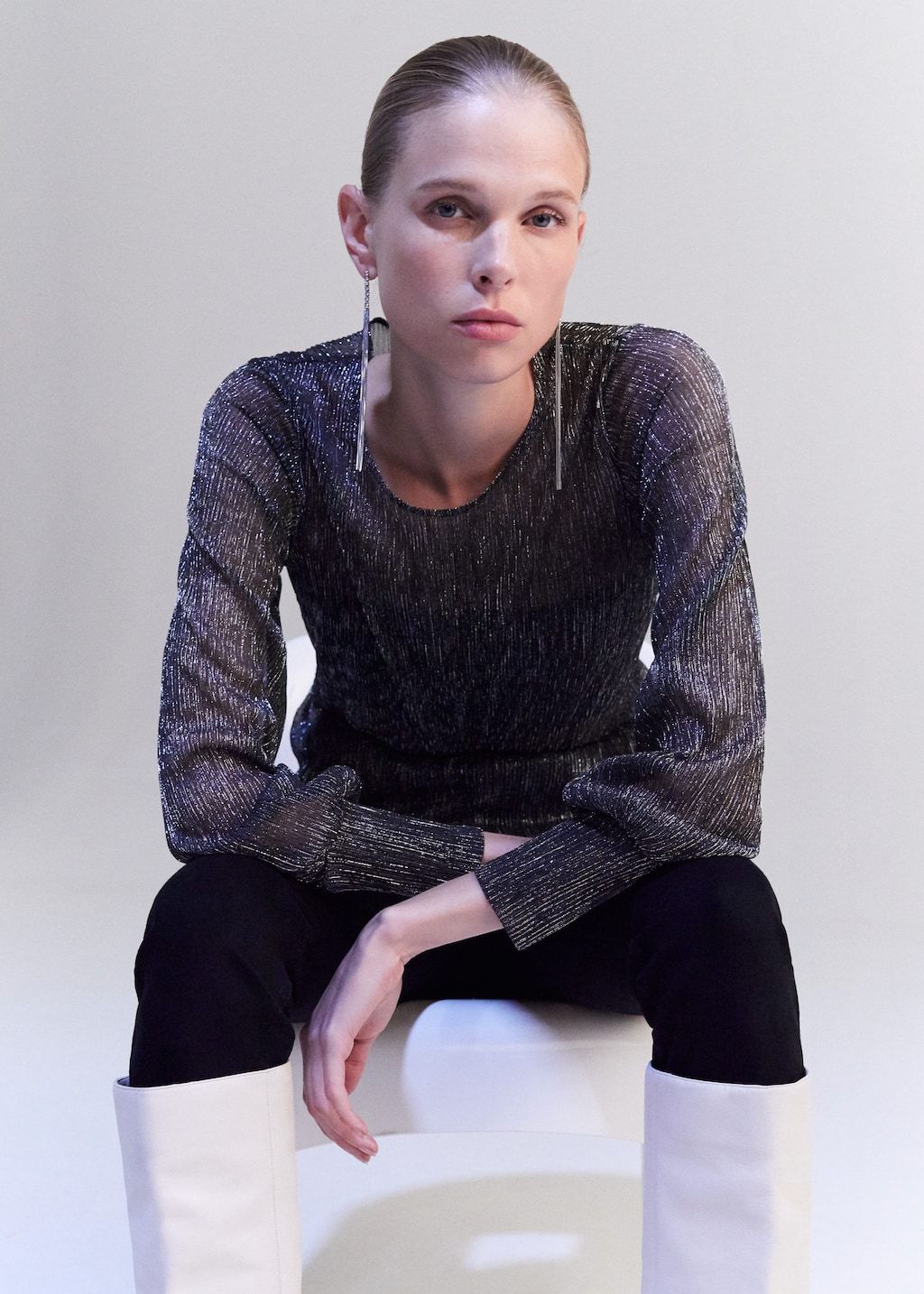 Peplum metallic t-shirt