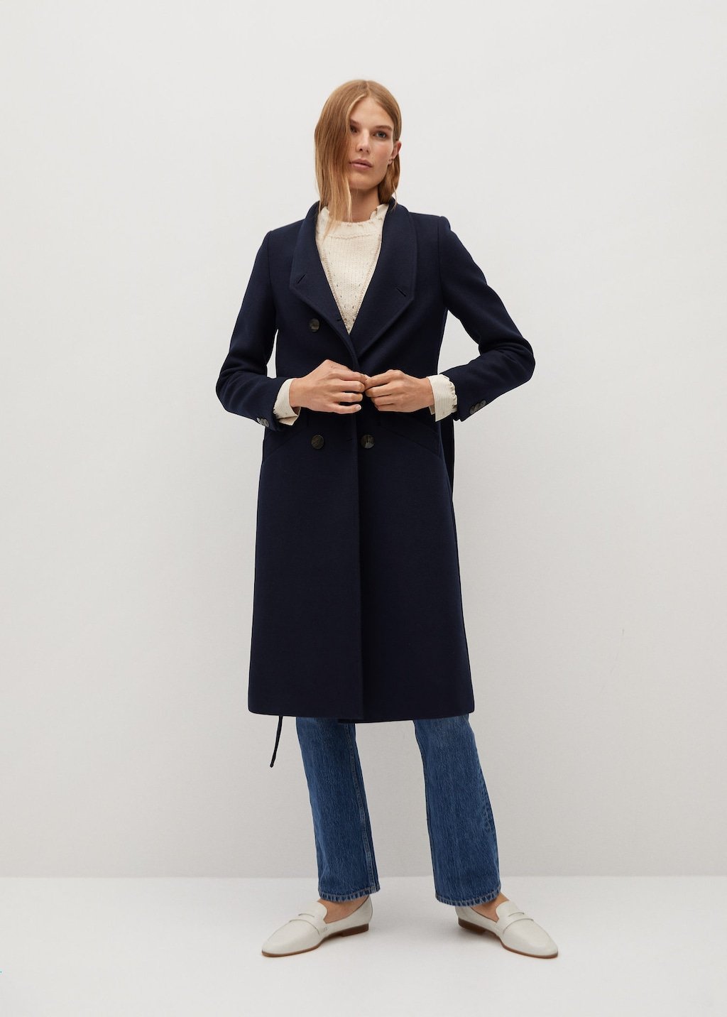 NAVY Manteco wool double-breasted coat