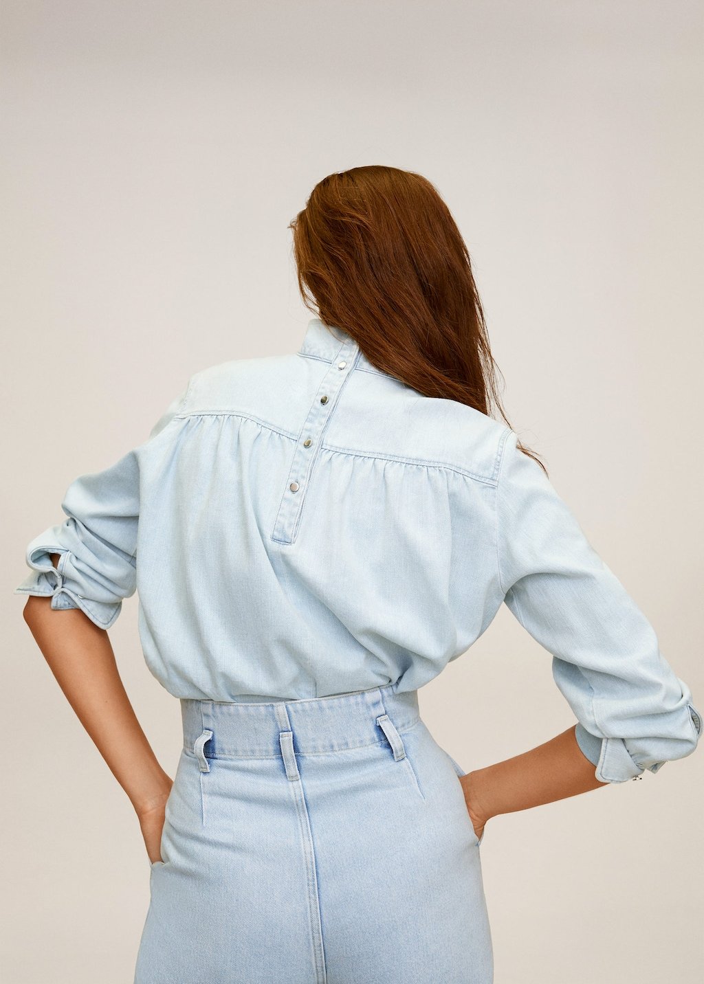 Medium wash denim shirt