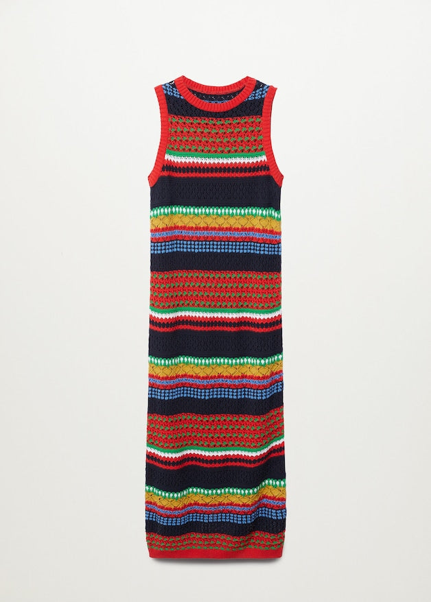 Knit cotton-blend dress