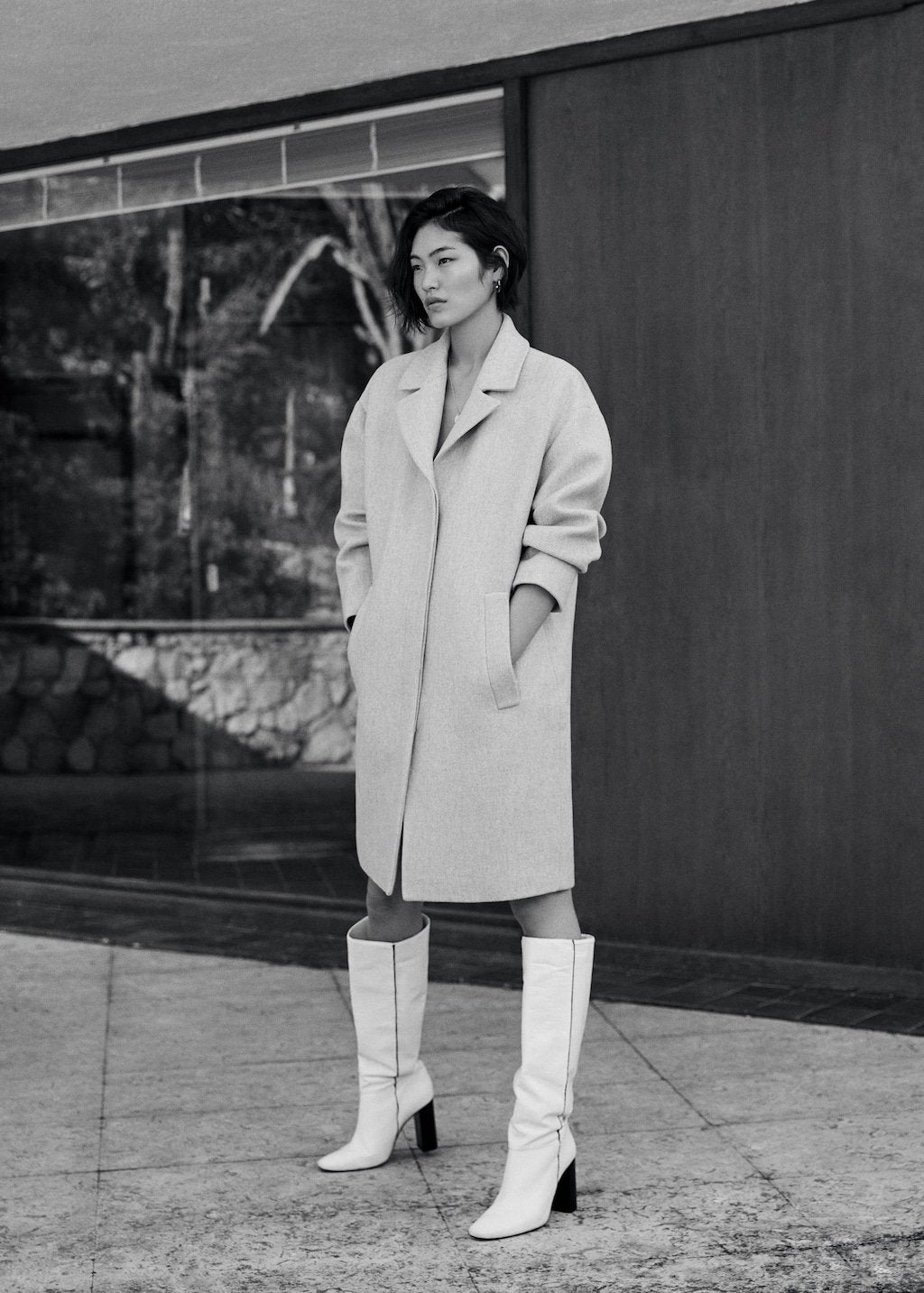 Unstructured wool-blend coat