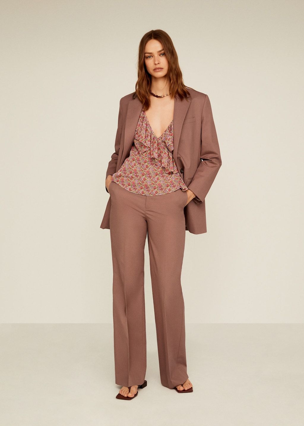 Ruffle neckline blouse