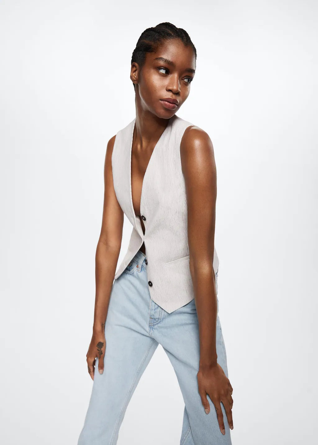 High-waist cropped straight jeans