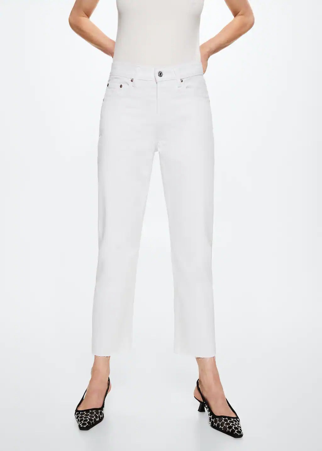High-waist cropped straight jeans