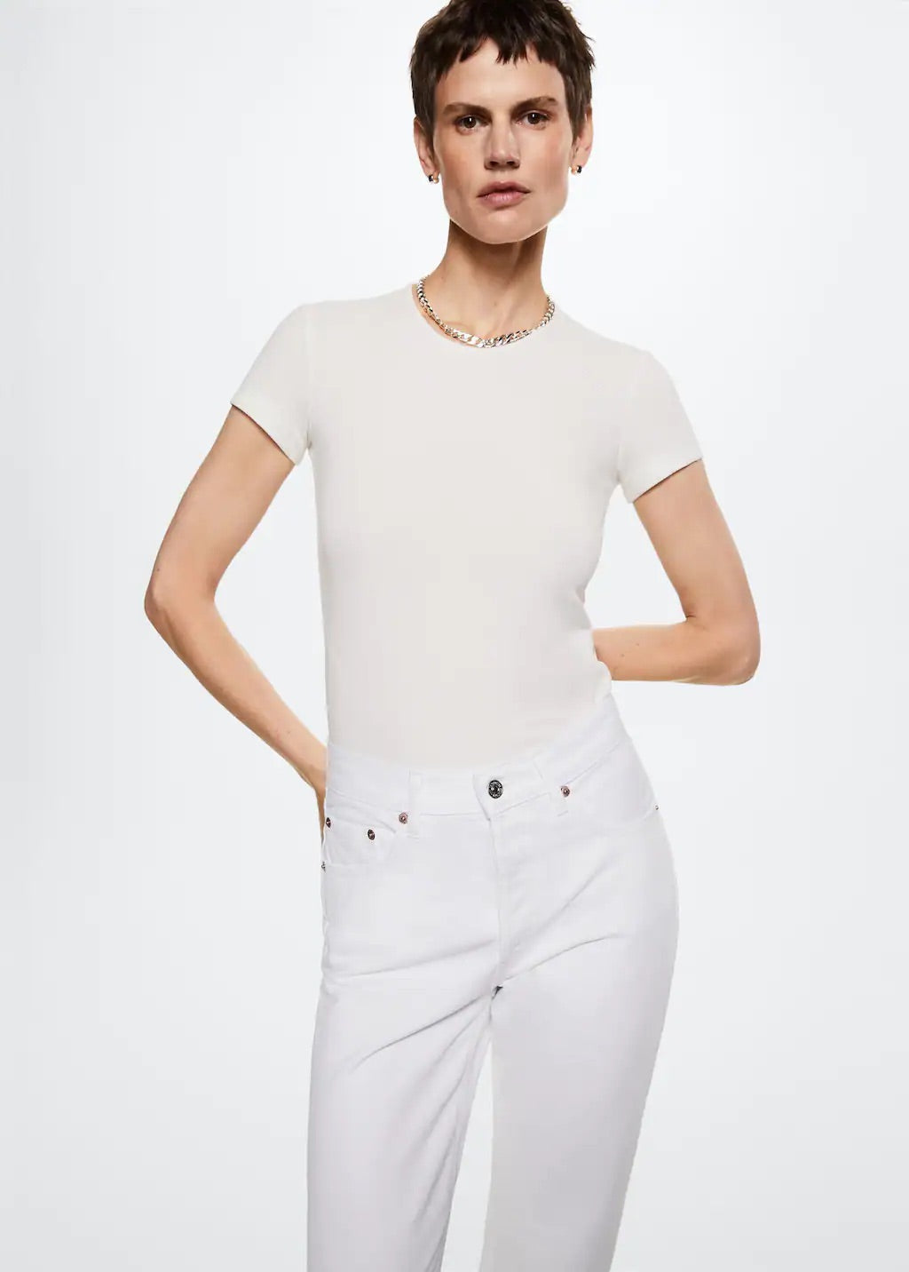 High-waist cropped straight jeans