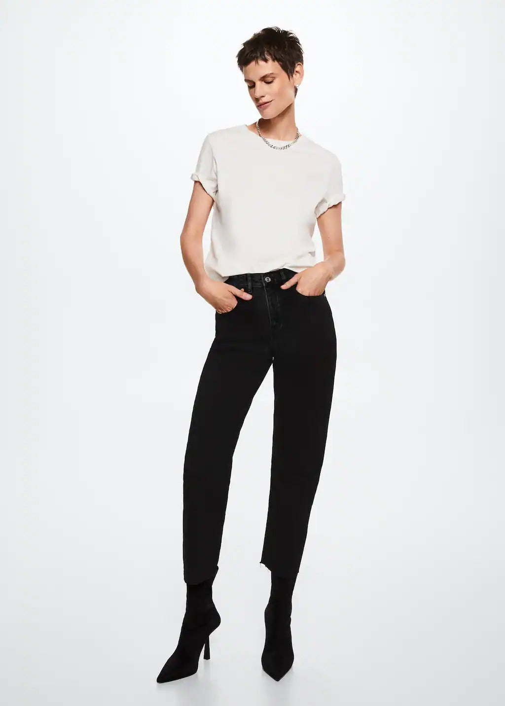 High-waist cropped straight jeans