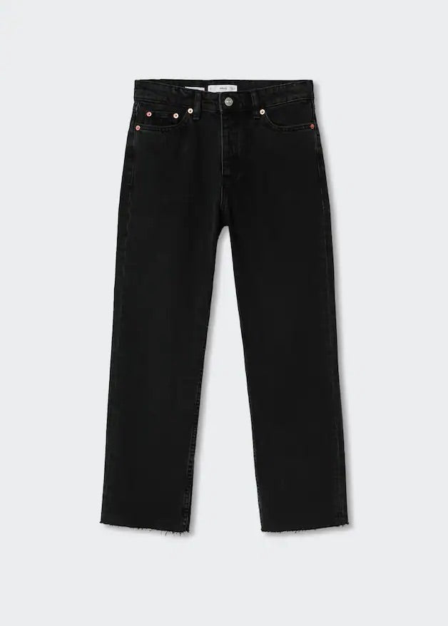 High-waist cropped straight jeans
