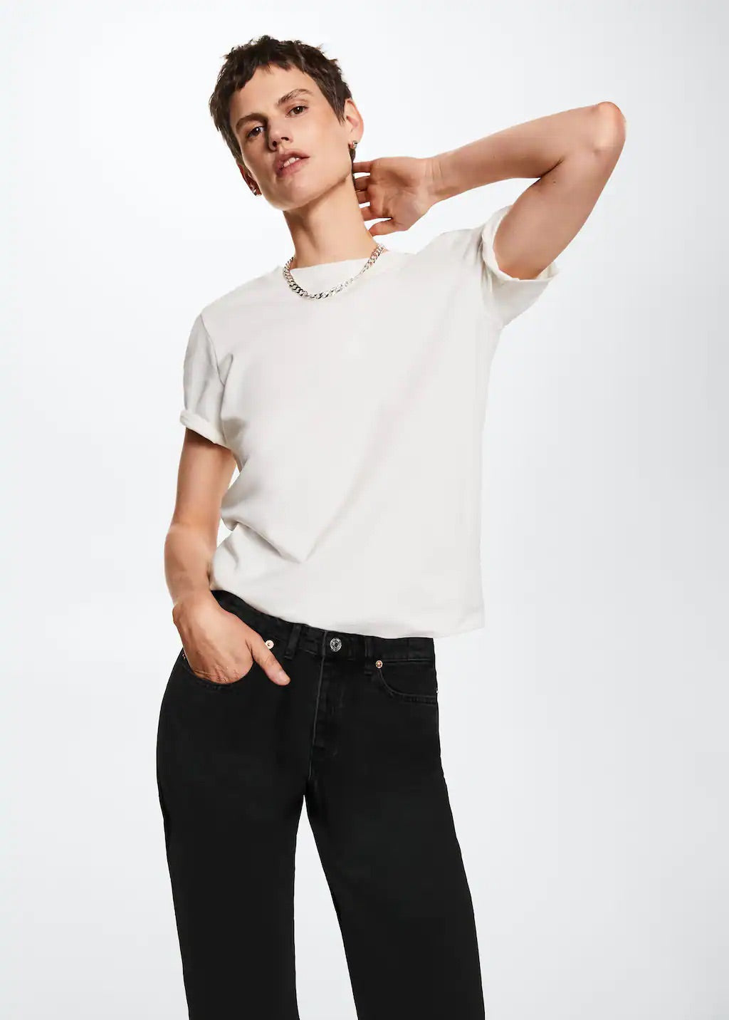 High-waist cropped straight jeans