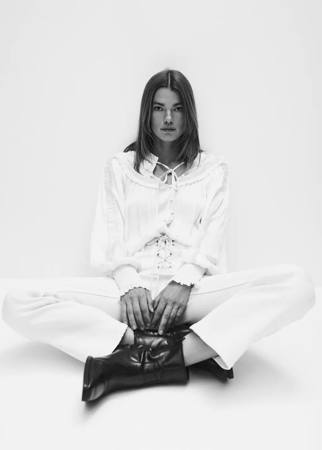 Straight jeans with drawstring