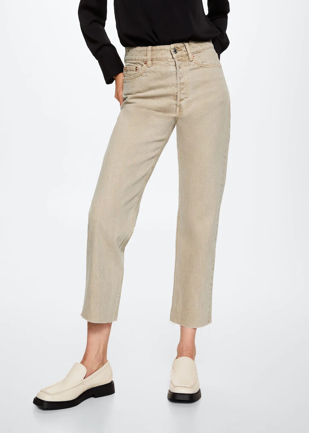 High-waist cropped straight jeans