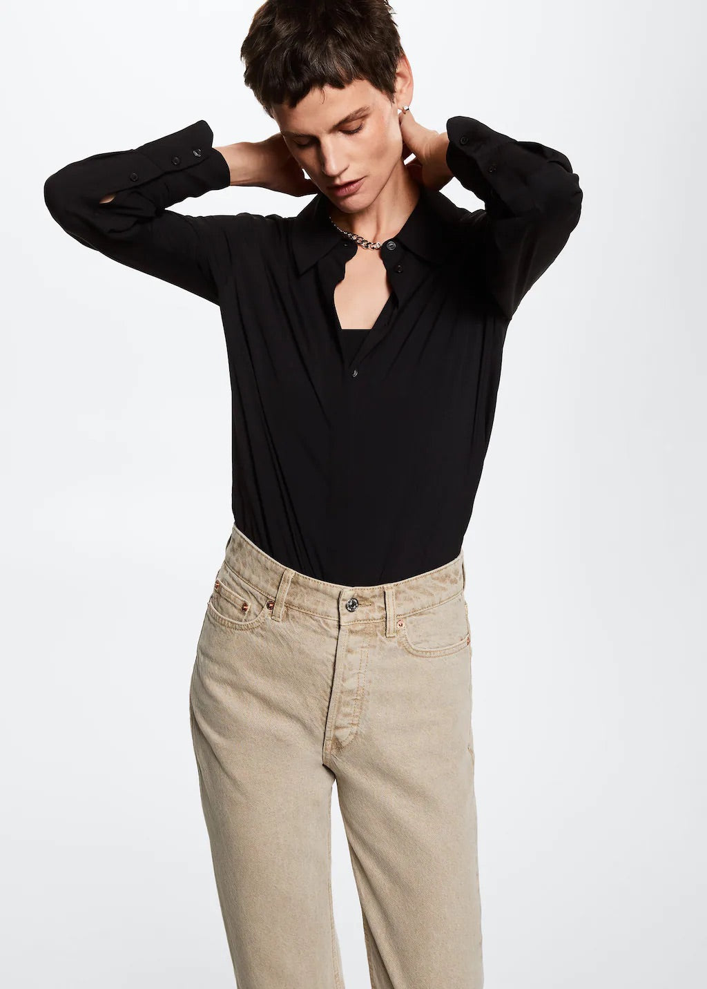 High-waist cropped straight jeans