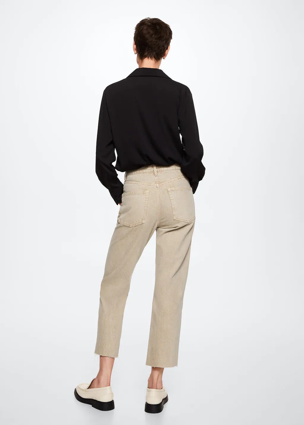 High-waist cropped straight jeans