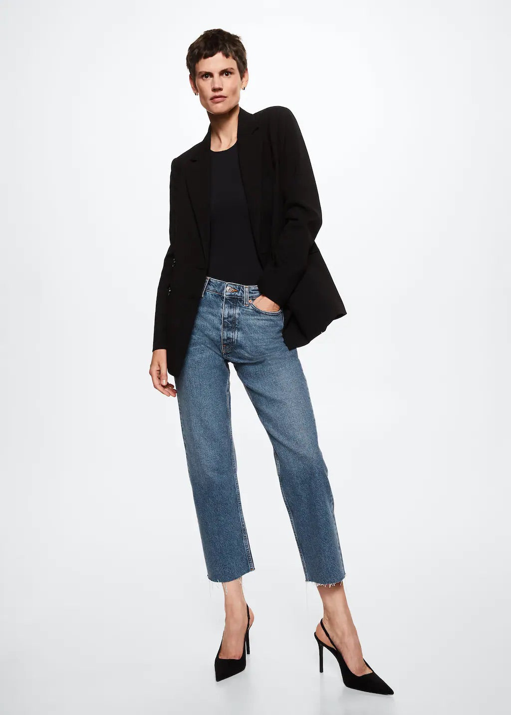 High-waist cropped straight jeans