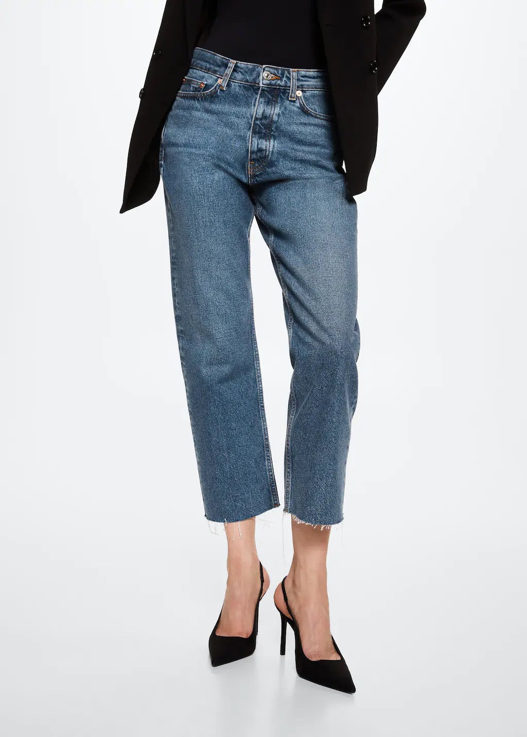 High-waist cropped straight jeans