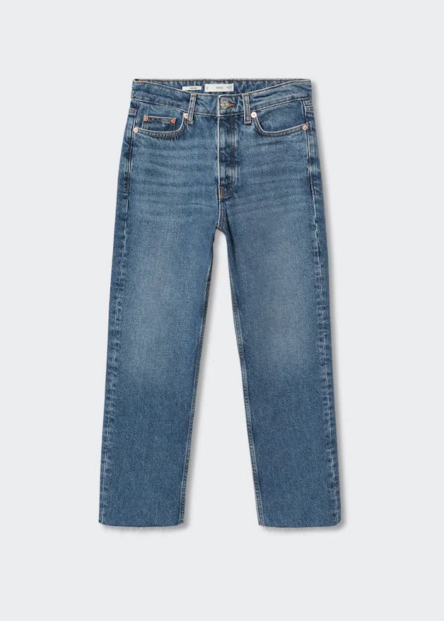 High-waist cropped straight jeans