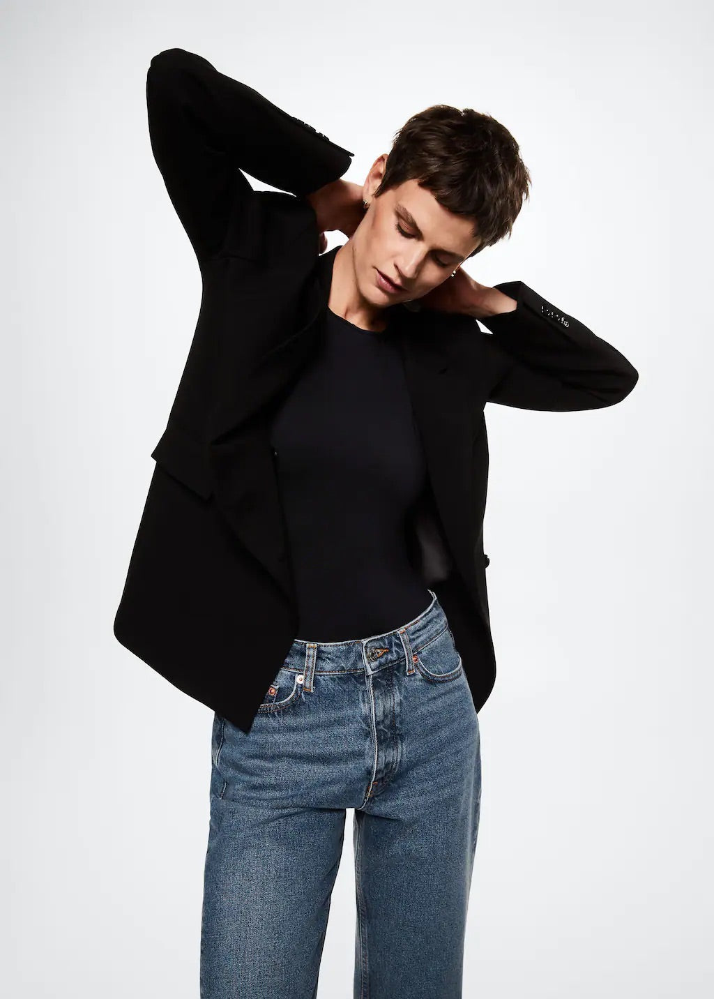 High-waist cropped straight jeans