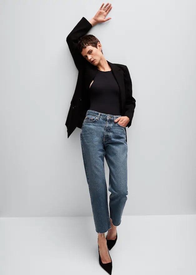 High-waist cropped straight jeans