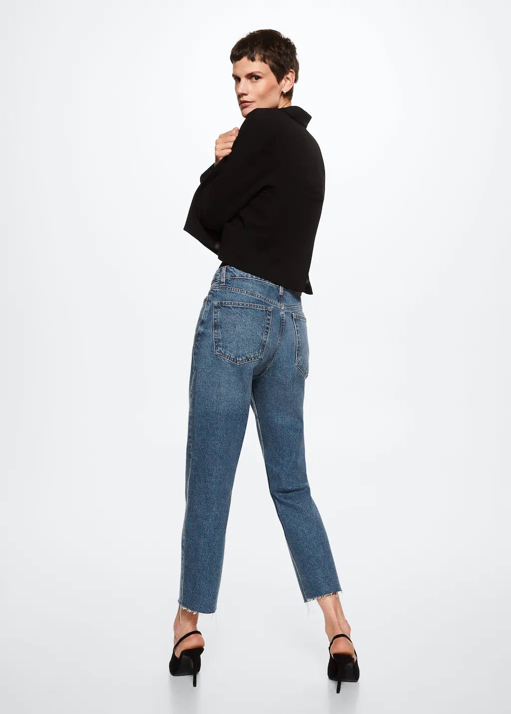 High-waist cropped straight jeans