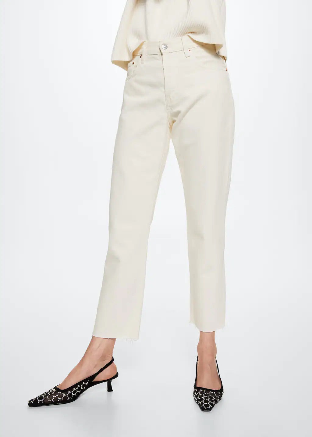 High-waist cropped straight jeans