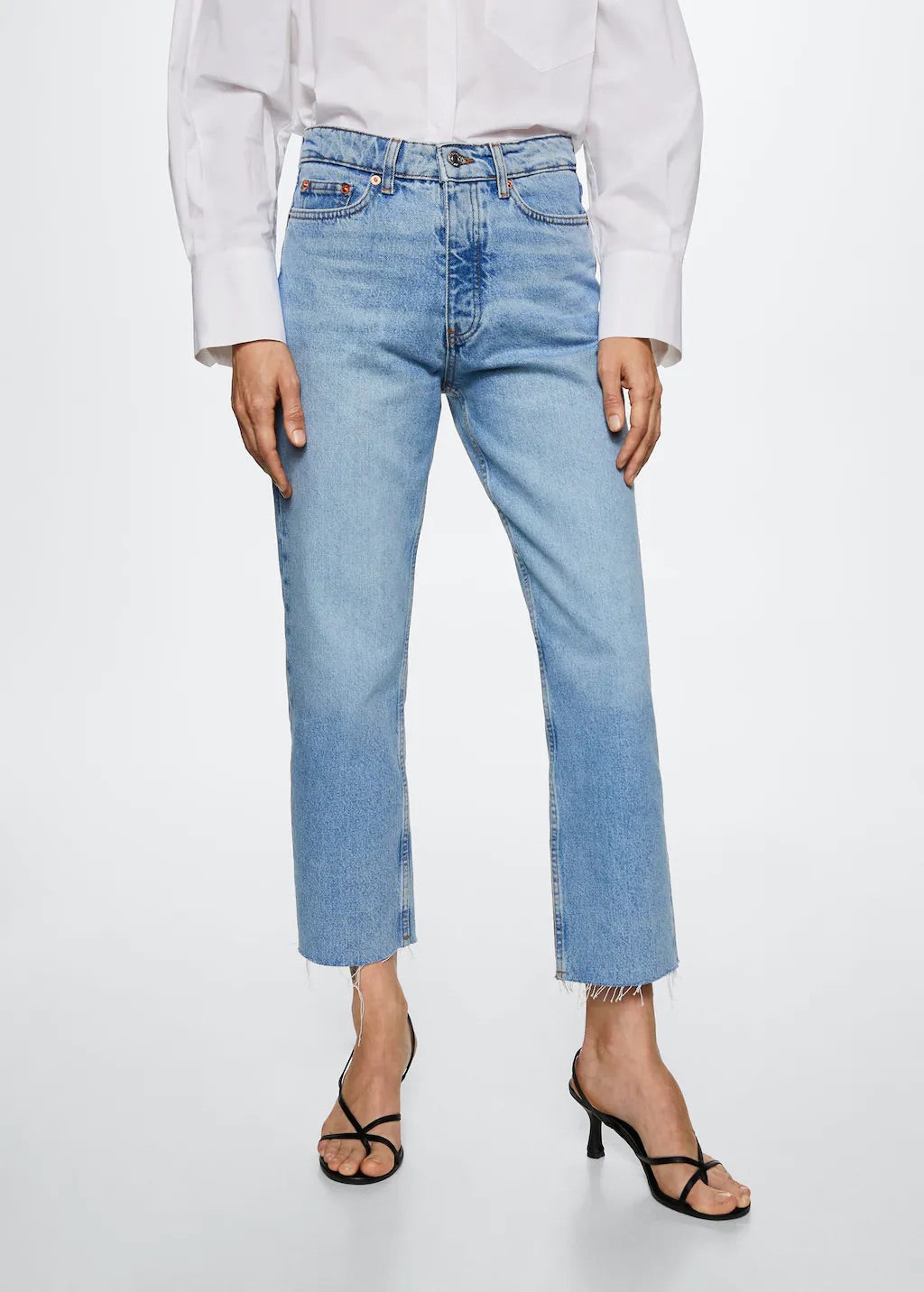 High-waist cropped straight jeans