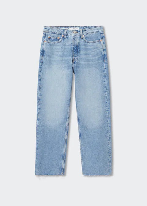High-waist cropped straight jeans