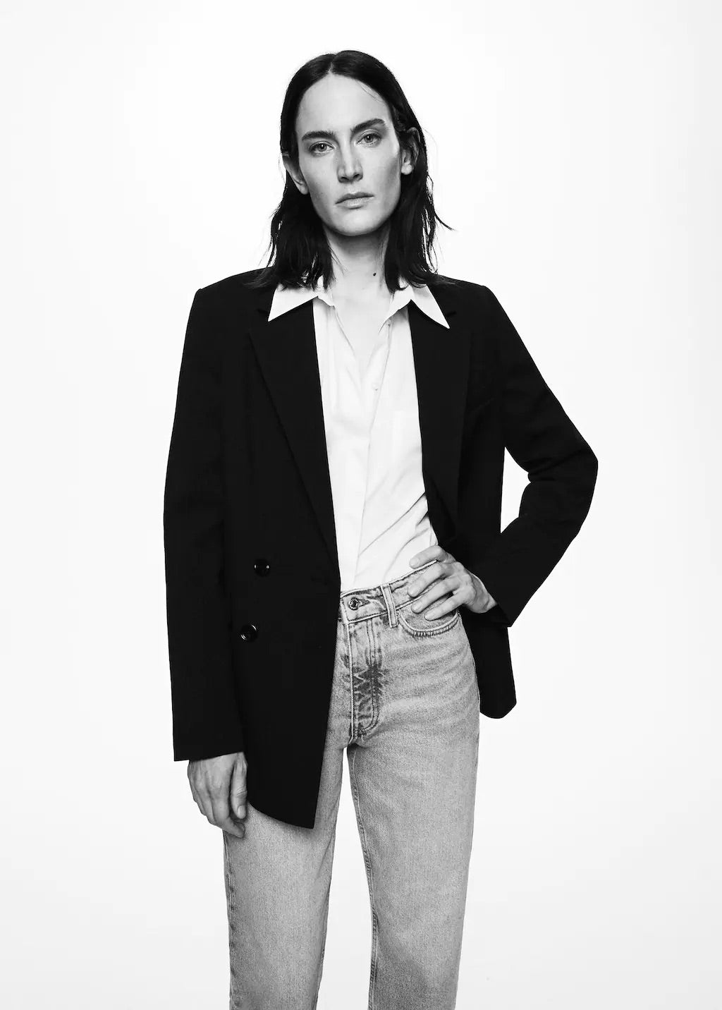 High-waist cropped straight jeans