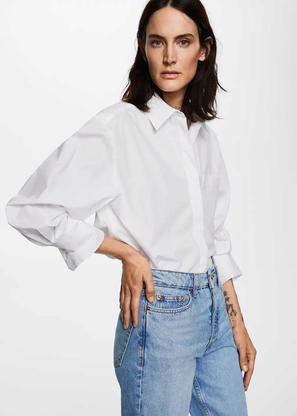 High-waist cropped straight jeans