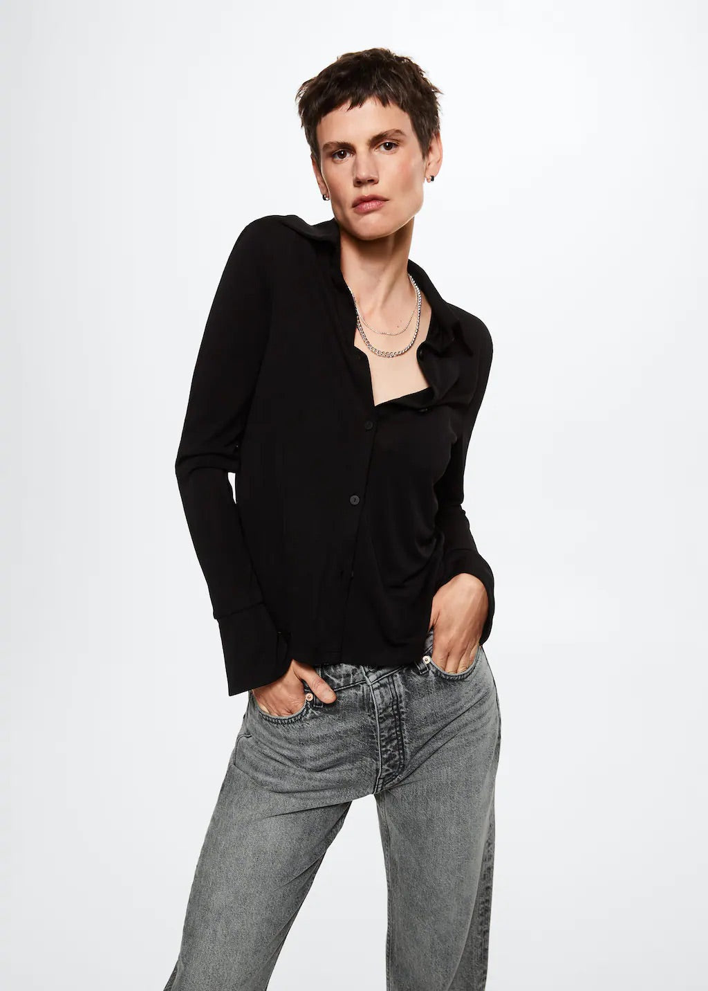 High-waist cropped straight jeans