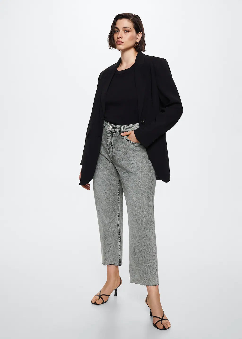 High-waist cropped straight jeans