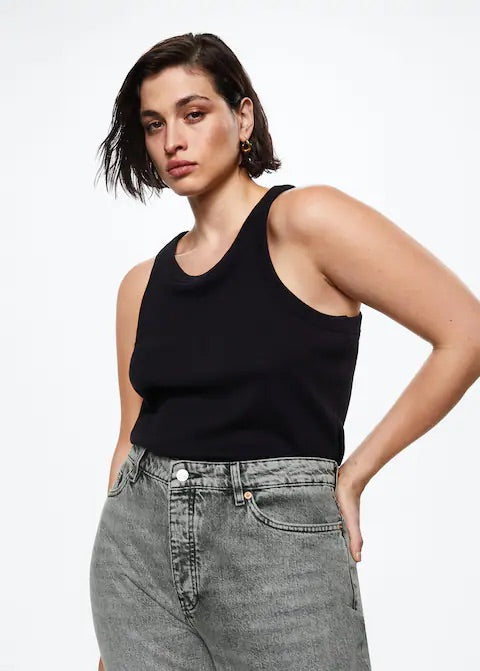 High-waist cropped straight jeans