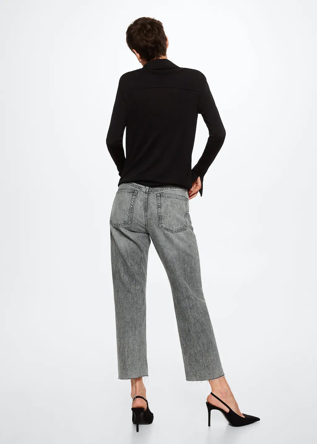 High-waist cropped straight jeans