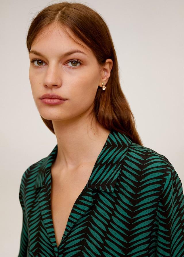 Chest-pocket flowy blouse