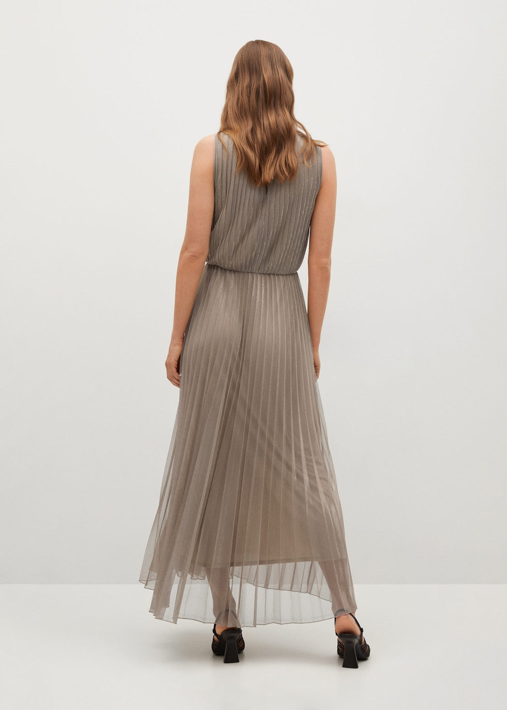 Metallic pleated dress