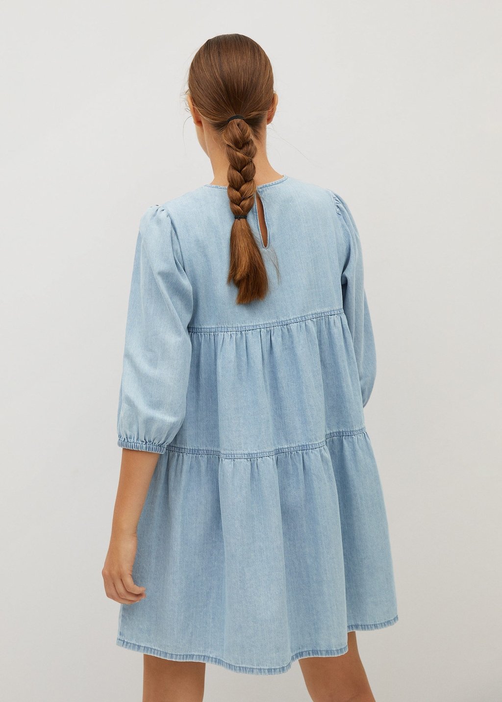 Frilled denim dress