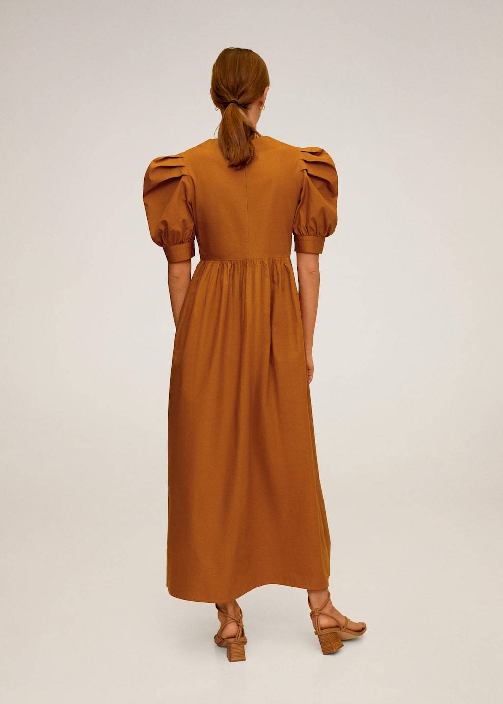 Puffed sleeves cotton dress