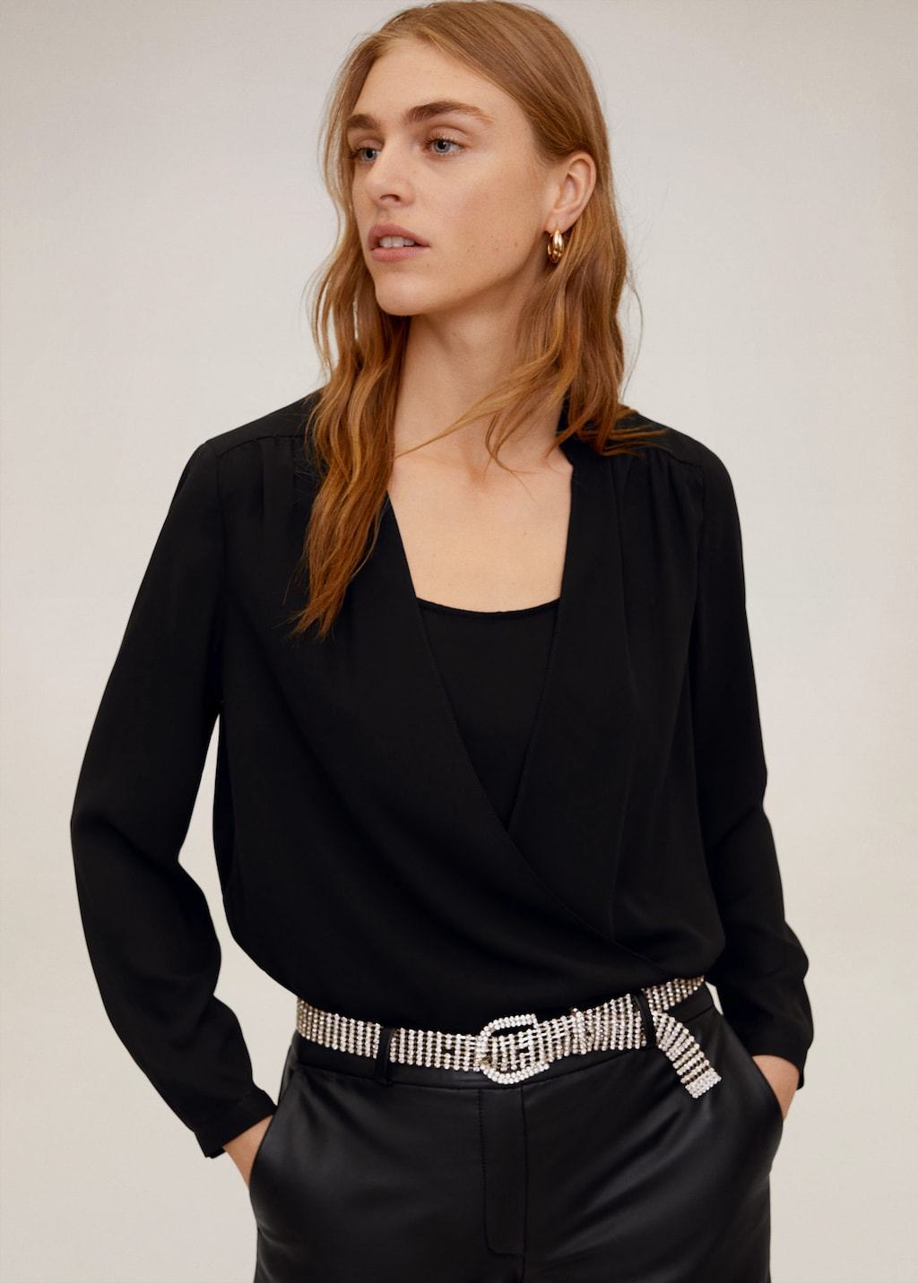 Wrap V-neckline blouse
